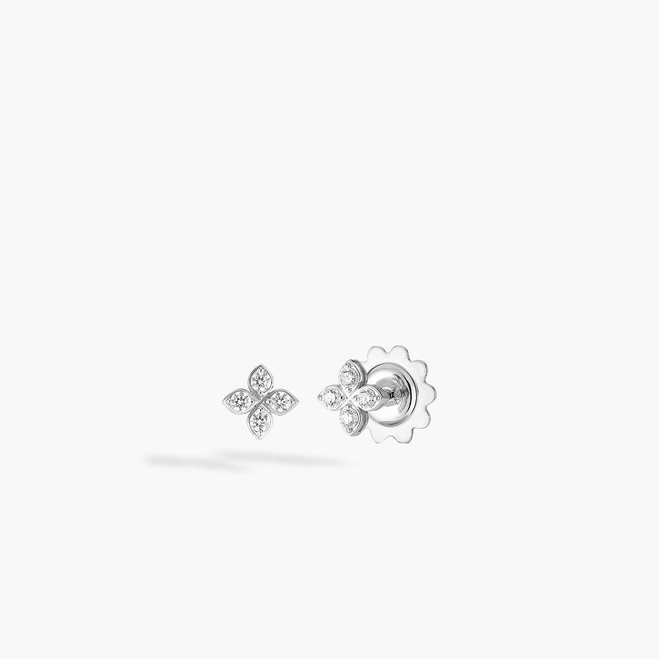 Roberto Coin Love In Verona Small Pave Flower Stud Earrings in 18K White Gold