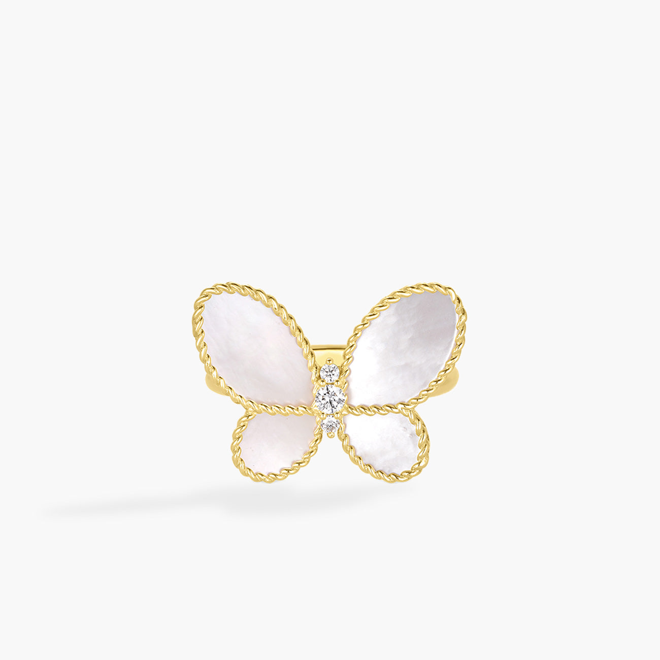 Roberto Coin Diamond and Mother-of-Pearl Butterfly Ring
