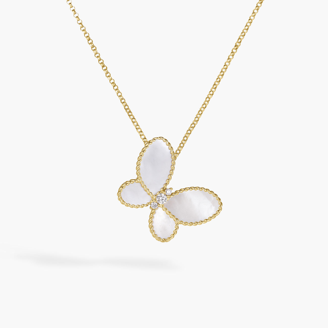 Roberto Coin Jasmine Diamond and Mother-of-Pearl Butterfly Pendant Necklace