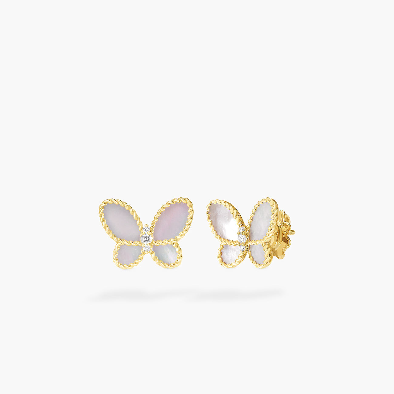 Roberto Coin Jasmine Diamond and Mother-of-Pearl Butterfly Stud Earrings