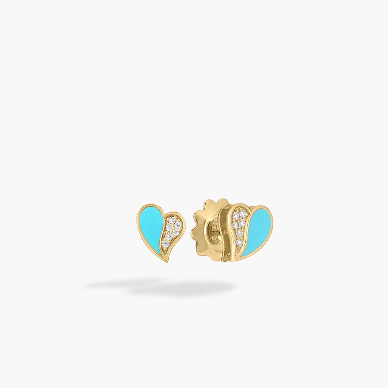 Roberto Coin Amorino Diamond and Cyan Enamel Flower Petals Stud Earrings in 18K Yellow Gold
