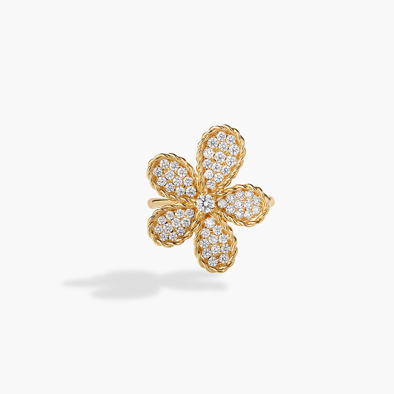 Roberto Coin Jasmine Pave Diamond Flower Ring in 18K Yellow Gold