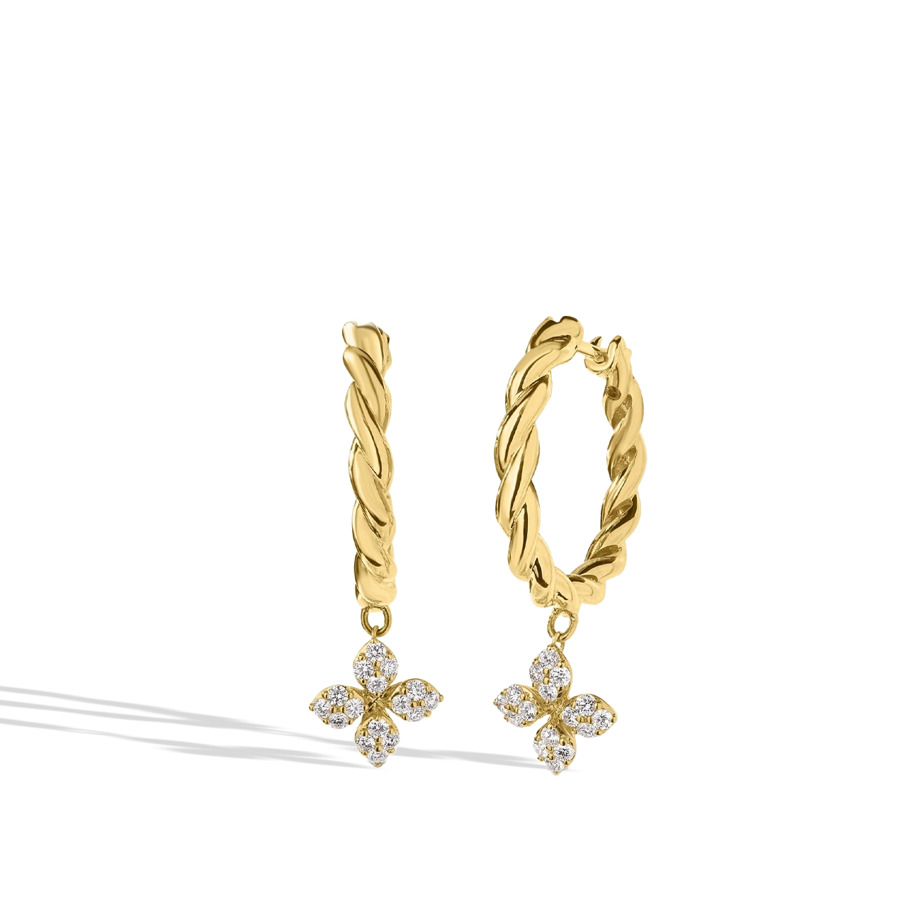 Roberto Coin Love in Verona Diamond Twist Hoop Earrings