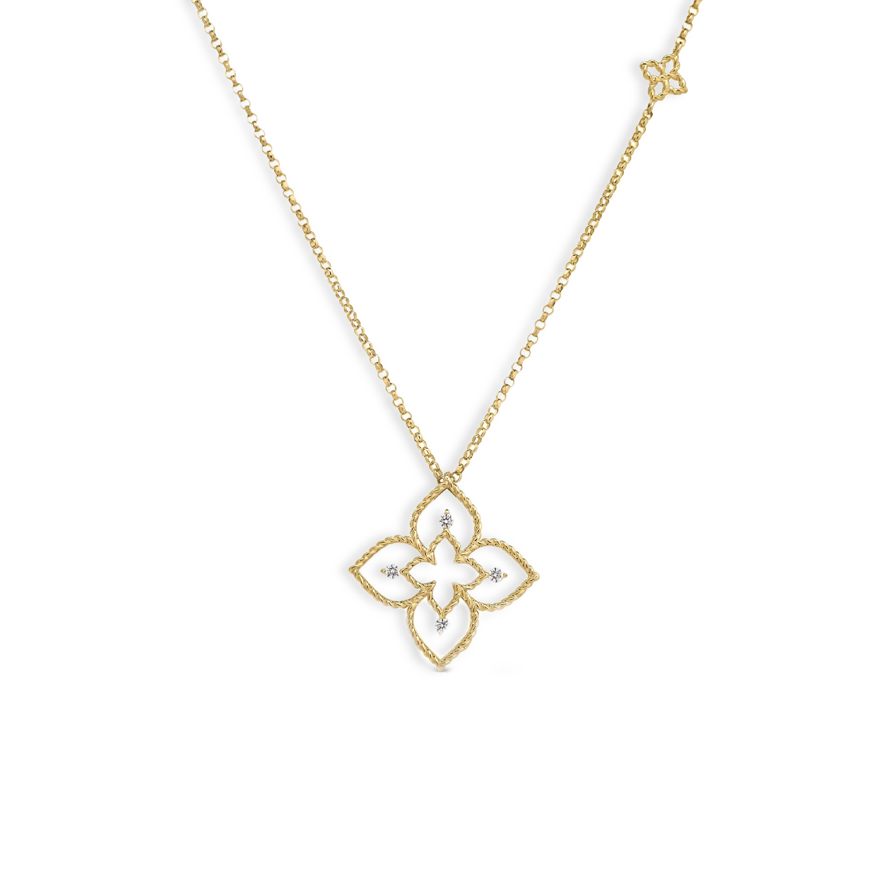 Roberto Coin Principessa Diamond Flower Pendant Necklace