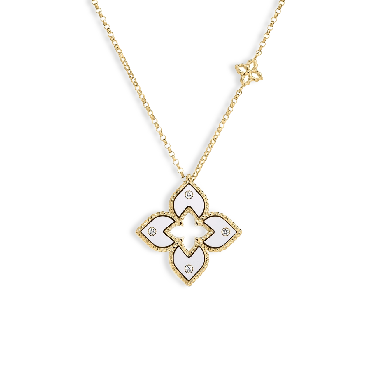 Roberto Coin Venetian Princess Small White Enamel Pendant Necklace