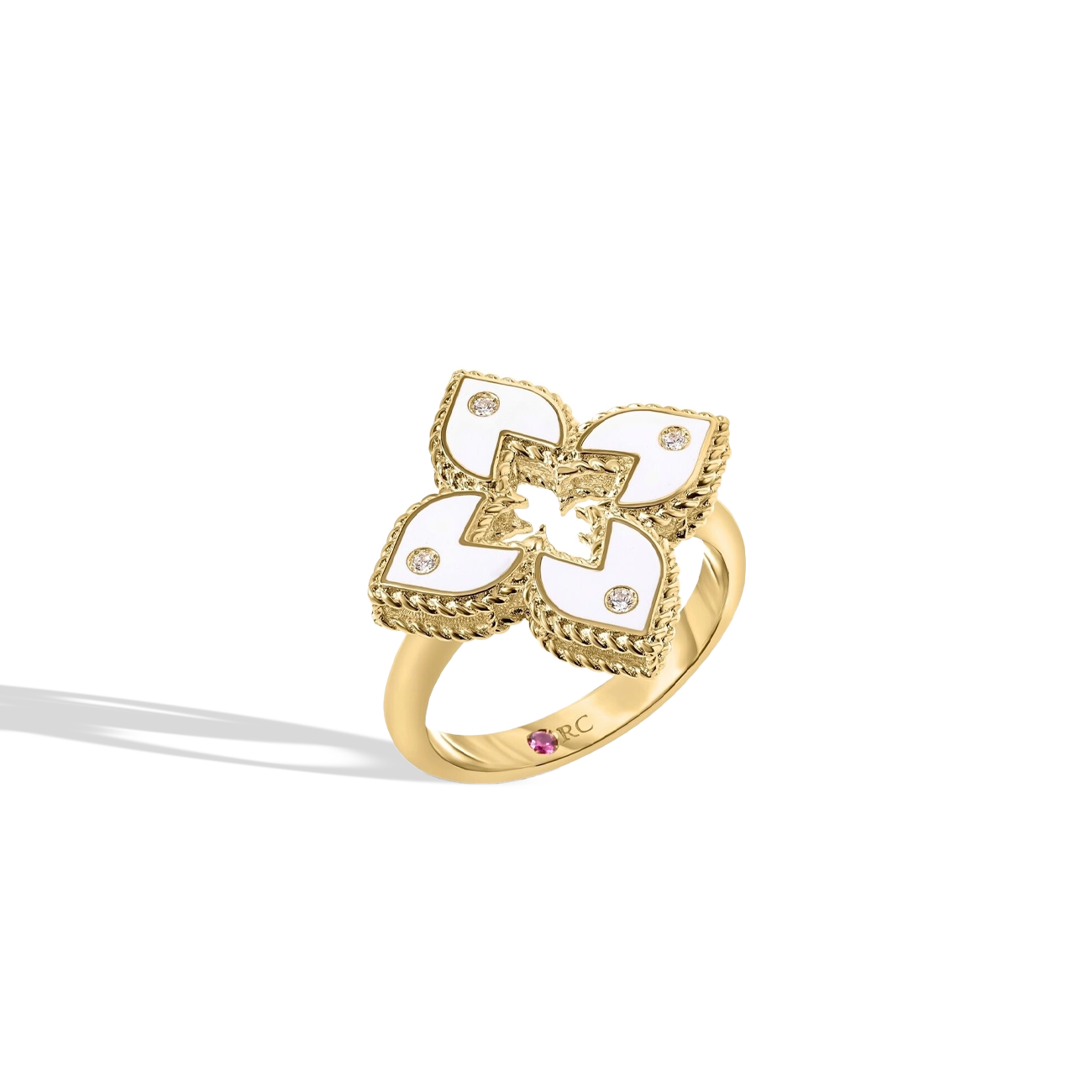 Roberto Coin Venetian Princess White Enamel Ring
