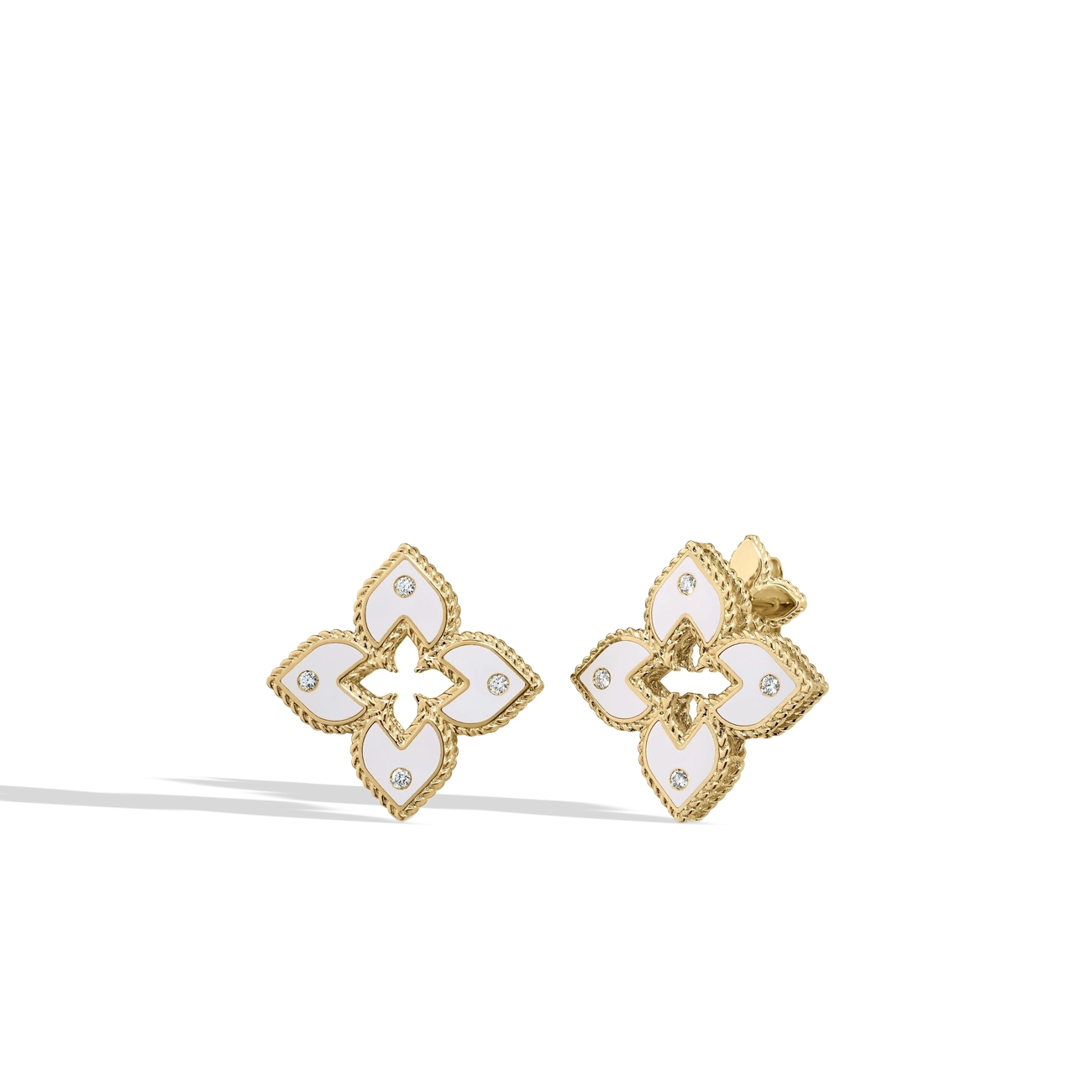 Roberto Coin Venetian Princess White Enamel Stud Earrings