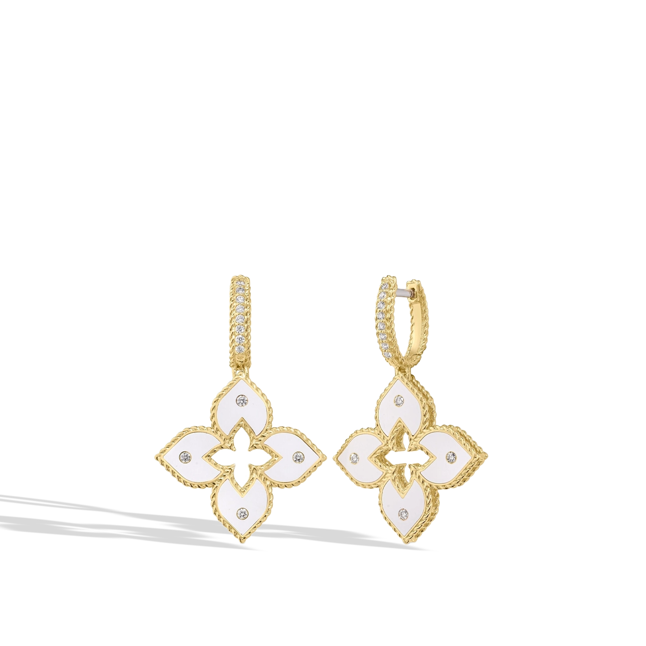 Roberto Coin Venetian Princess White Enamel Drop Earrings