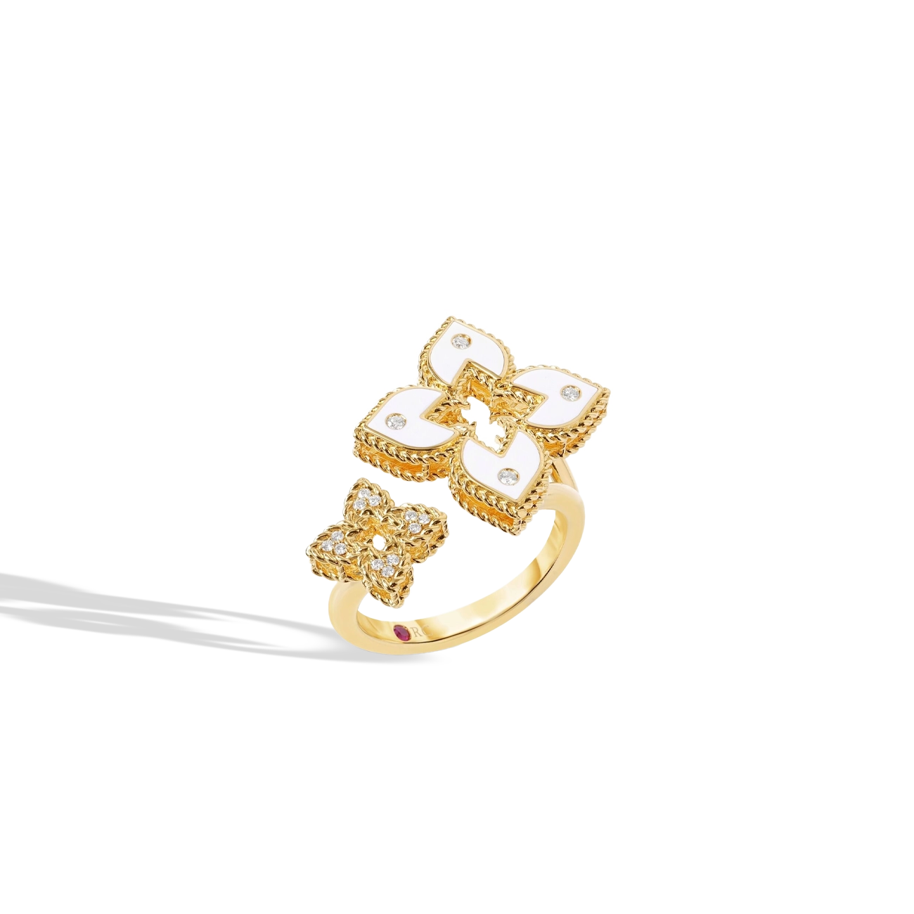 Roberto Coin Venetian Princess White Enamel Bypass Ring