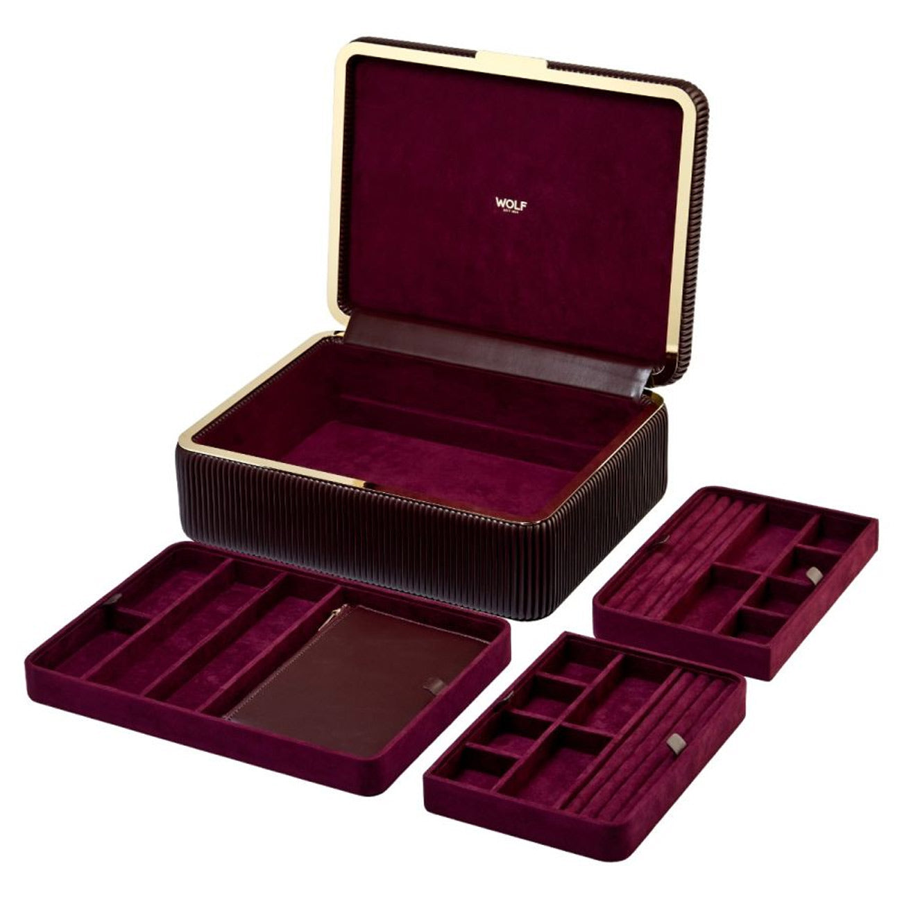Wolf Bella Large Jewelry Box in Bordeaux