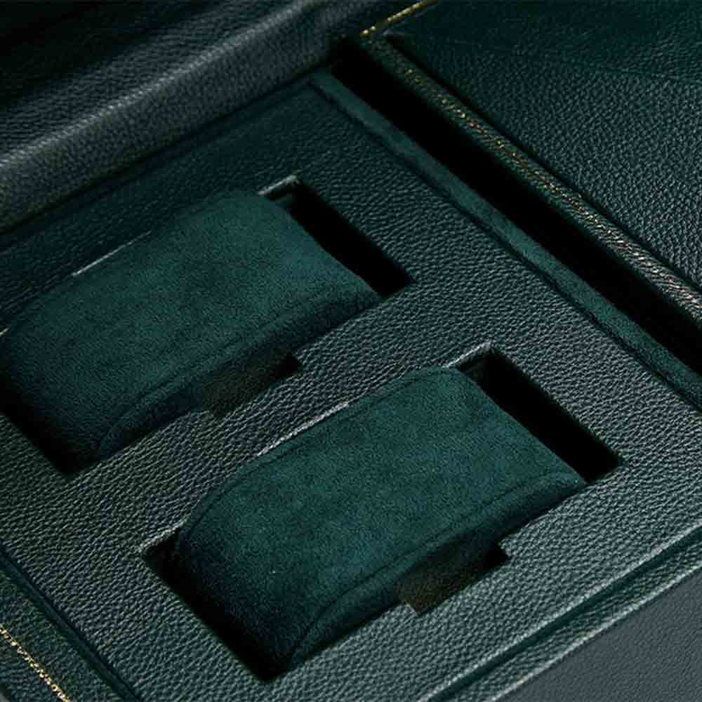 Wolf British Racing Green Triple Watch Winder with Storage