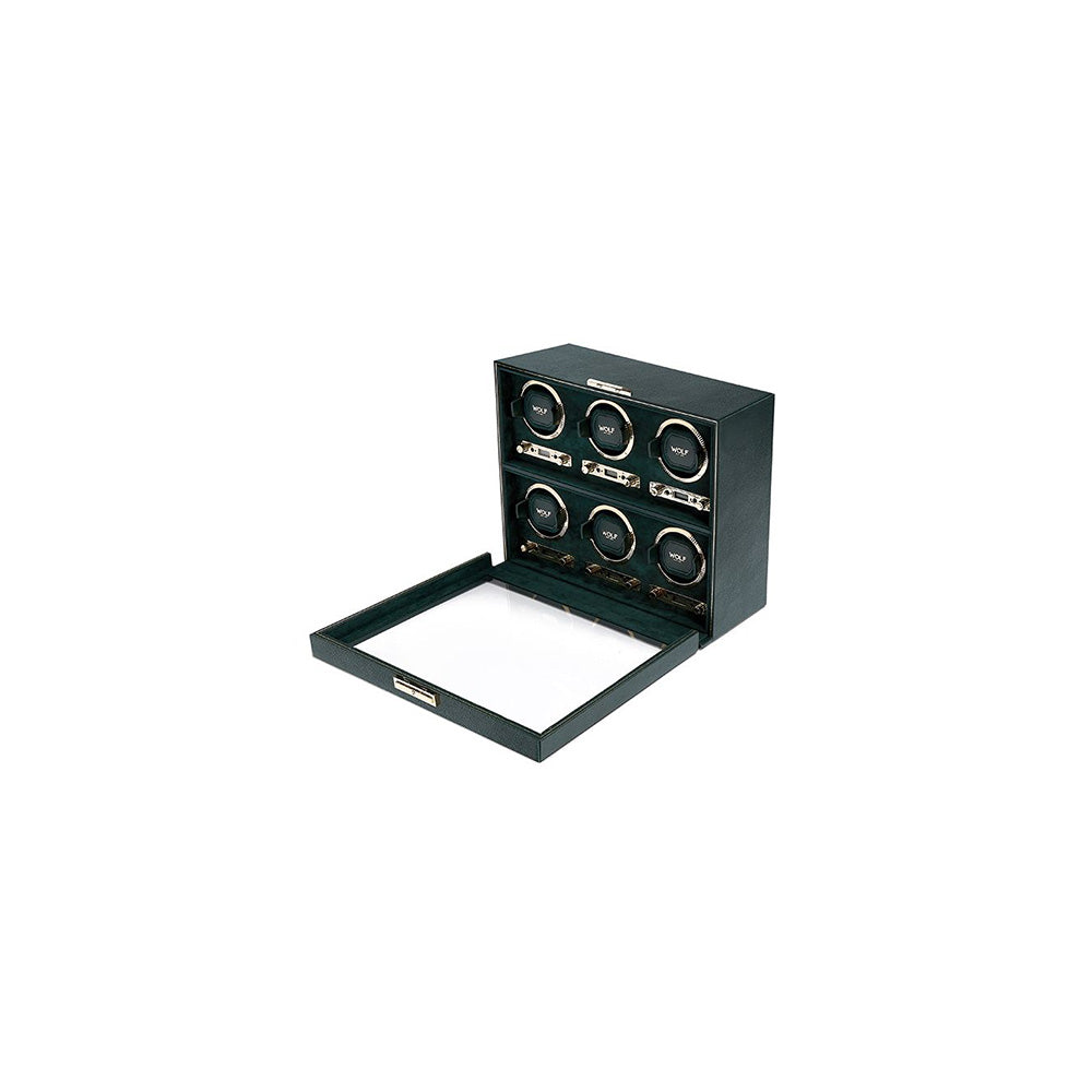 Wolf British Racing Green 6 Piece Watch Winder