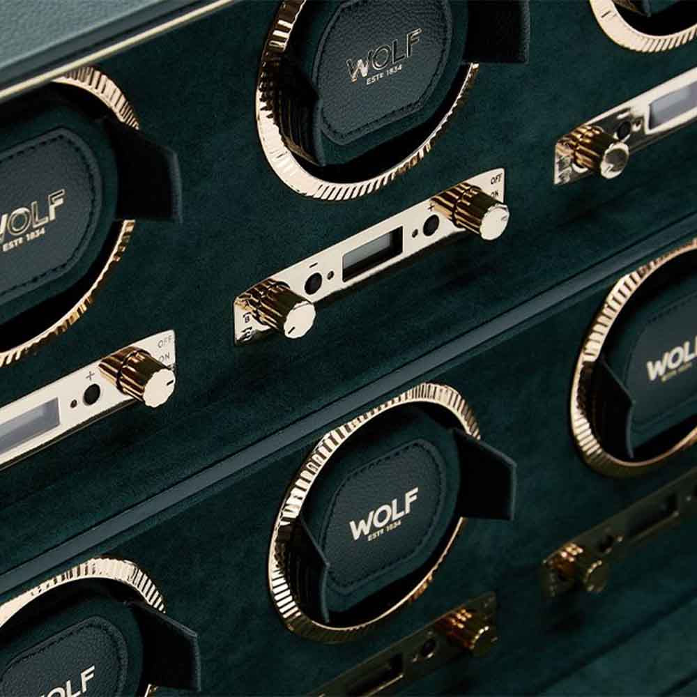 Wolf British Racing Green 6 Piece Watch Winder