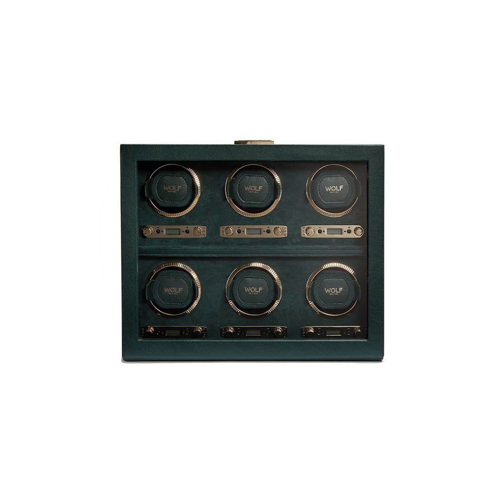 Wolf British Racing Green 6 Piece Watch Winder