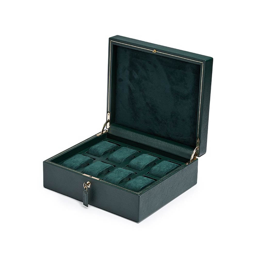 Wolf British Racing Green 8 Piece Watch Storage Box