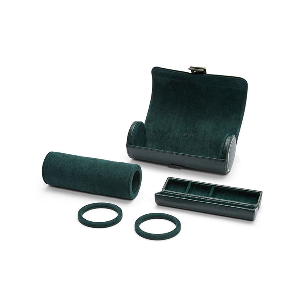 Wolf British Racing Green Triple Watch Roll