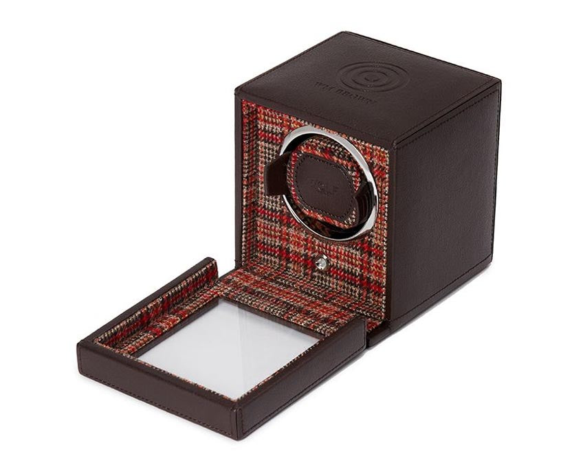 WOLF X WM Brown Single Winder with Negroni Tweed Lining