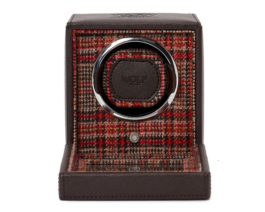 WOLF X WM Brown Single Winder with Negroni Tweed Lining