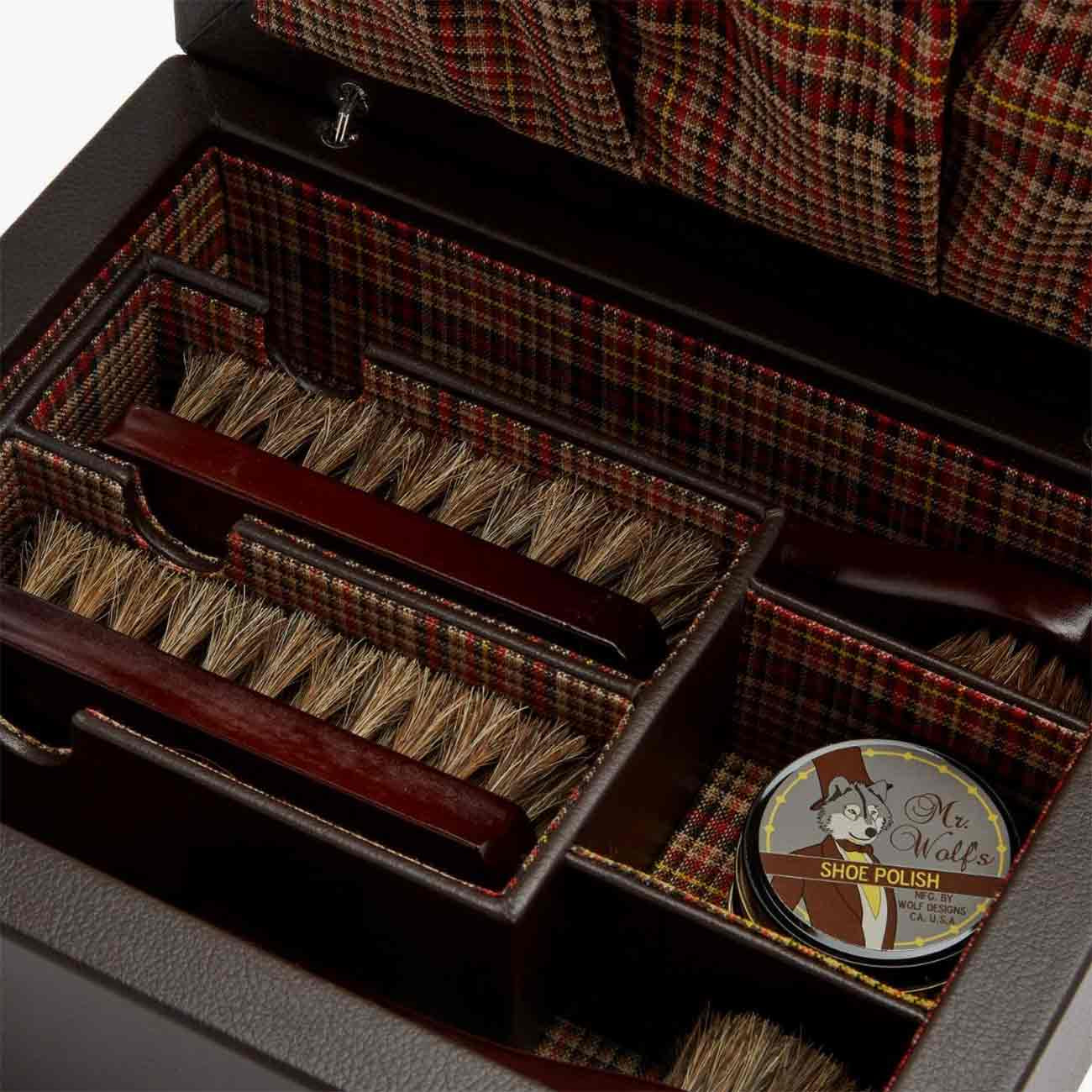 WOLF WM Brown Shoe Shine Case with Negroni Tweed
