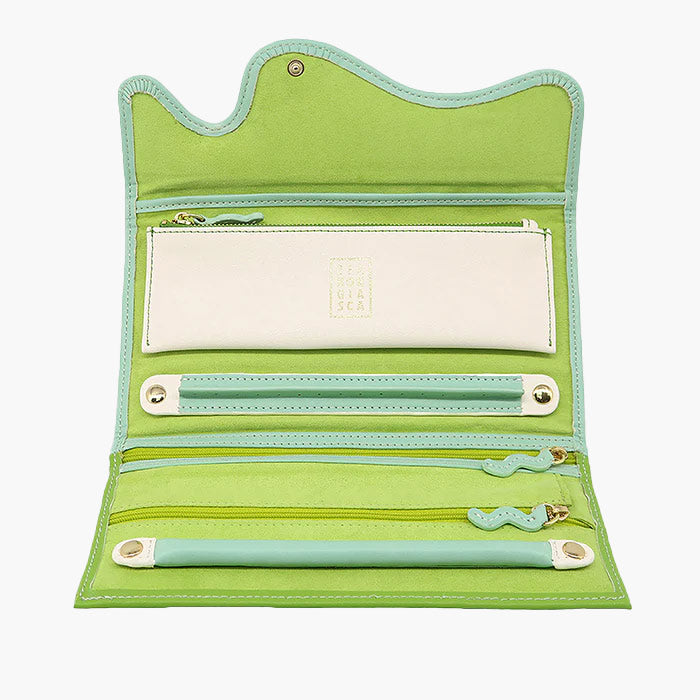 WOLF Bea Bongiasca Jewelry Roll in Green and White