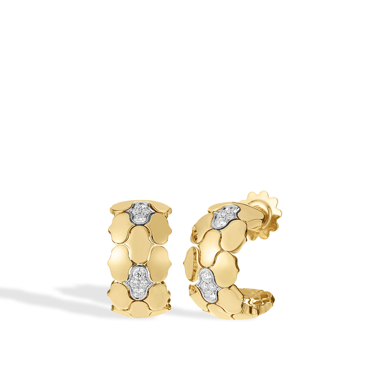 Roberto Coin Cobra Two-Tone Diamond Hoop Earrings