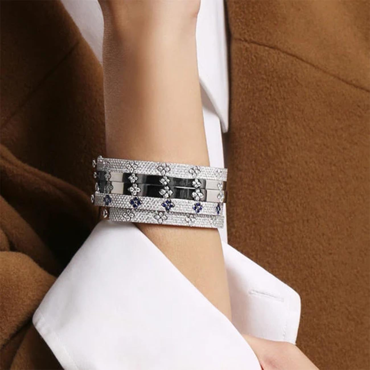 Roberto Coin Love in Verona Pave Diamond and Blue Sapphire Bangle
