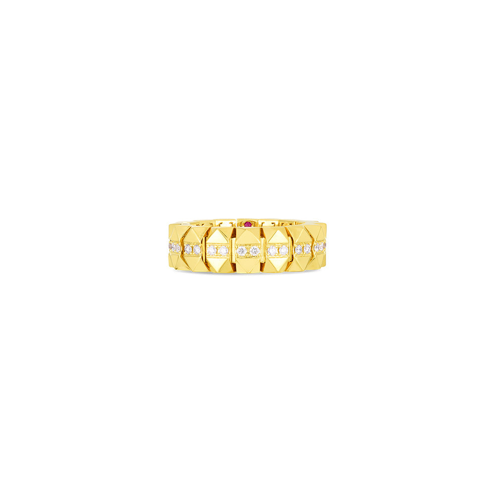 Roberto Coin Obelisco Yellow Gold Diamond Flex Ring