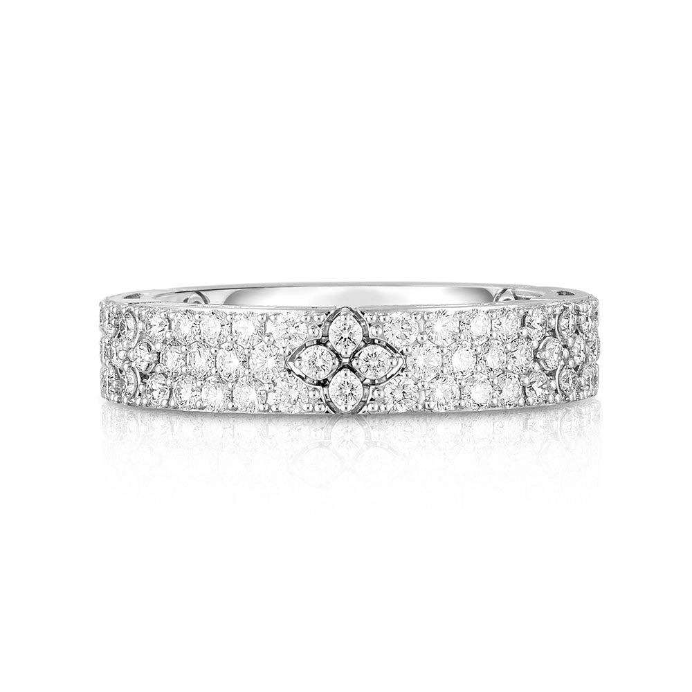 Roberto Coin Love In Verona Narrow Flower Pave Diamond Band Ring