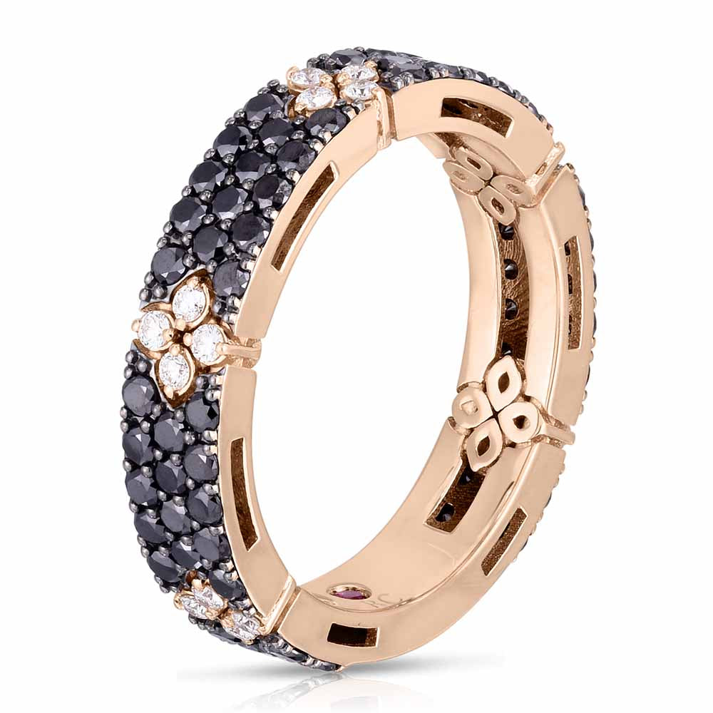 Roberto Coin Love in Verona Black Diamond Flower Band Ring