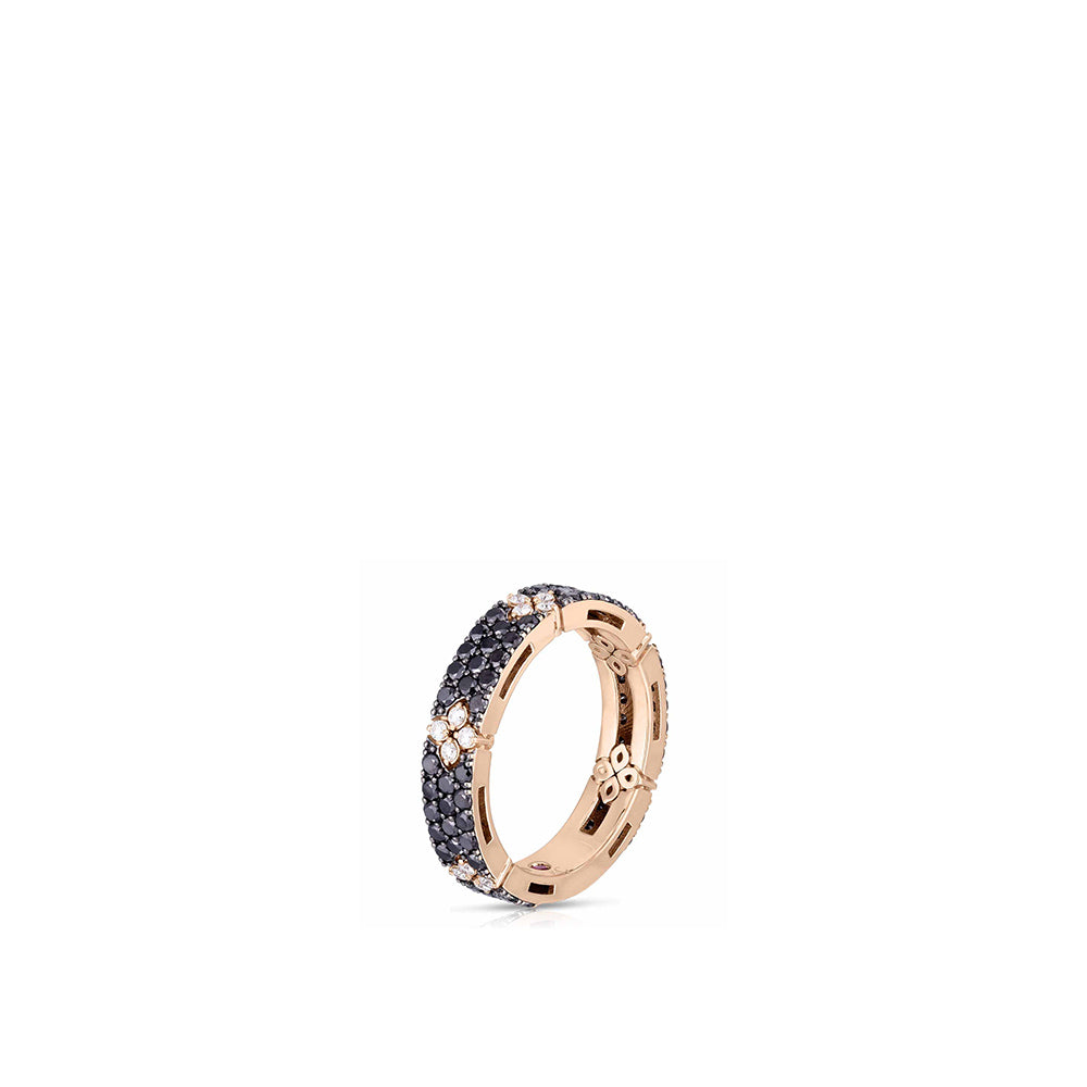Roberto Coin Love in Verona Black Diamond Flower Band Ring
