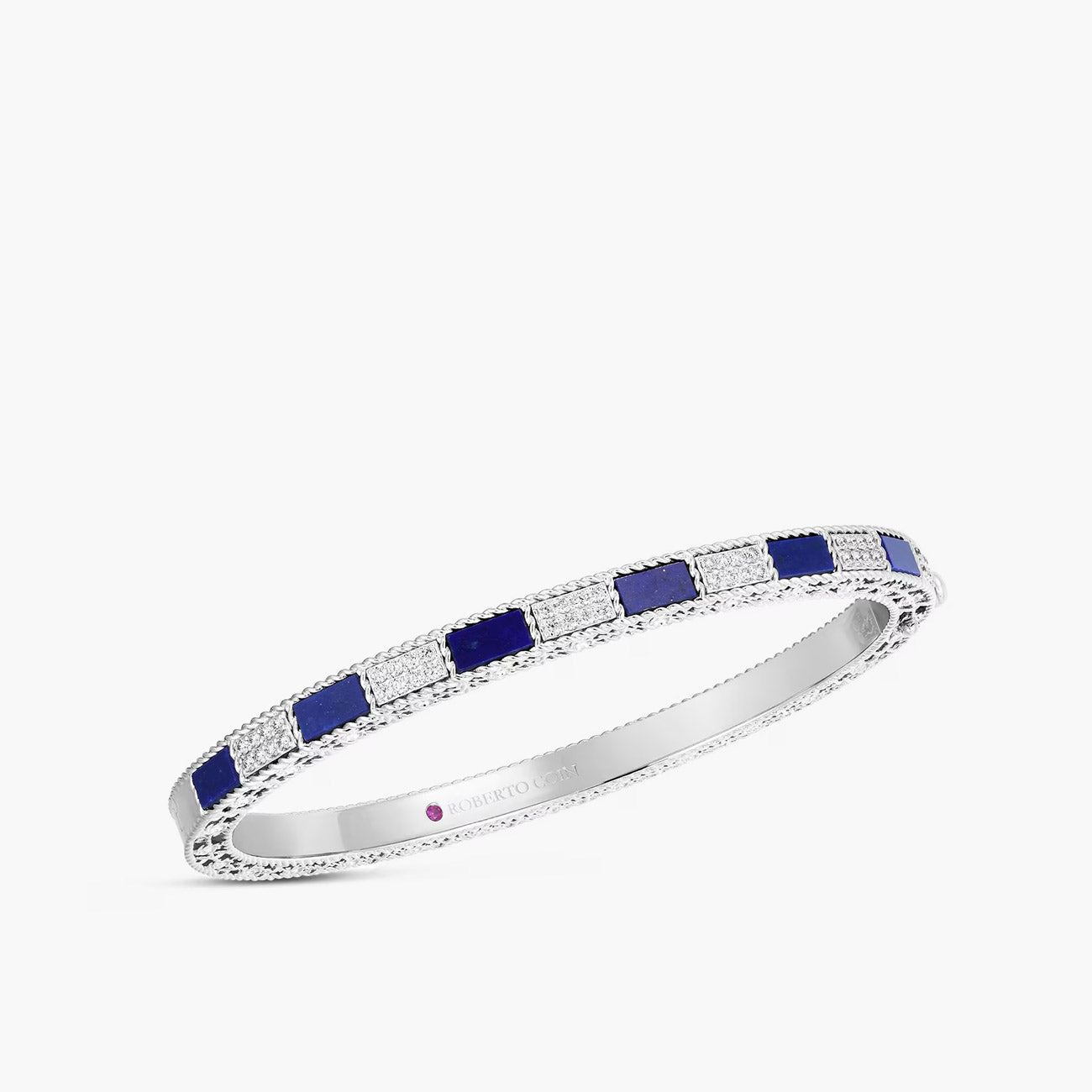 Roberto Mosaic Alternating Diamond and Blue Lapis Bangle