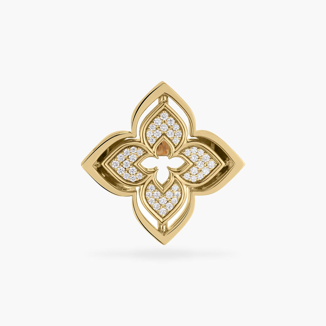 Roberto Coin Venetian Princess Mother of Pearl and Diamond Flower Ring in 18K Yellow Gold