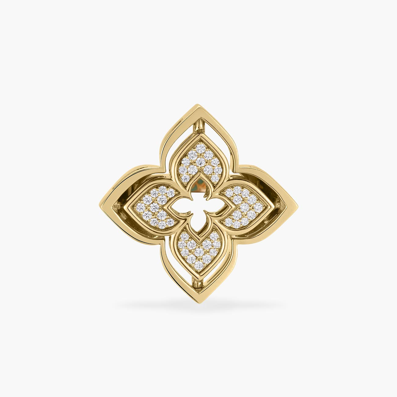 Roberto Coin Venetian Princess Turquoise and Diamond Flower Ring in 18K Yellow Gold