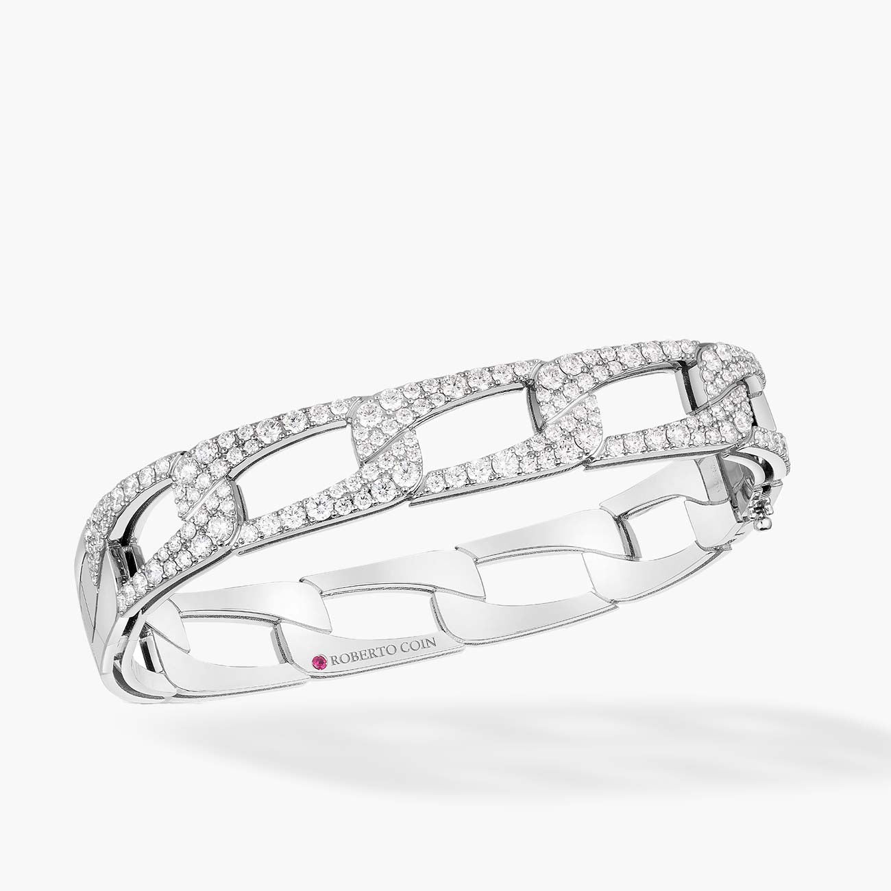 Roberto Coin Navarra Diamond Bangle in 18K White Gold