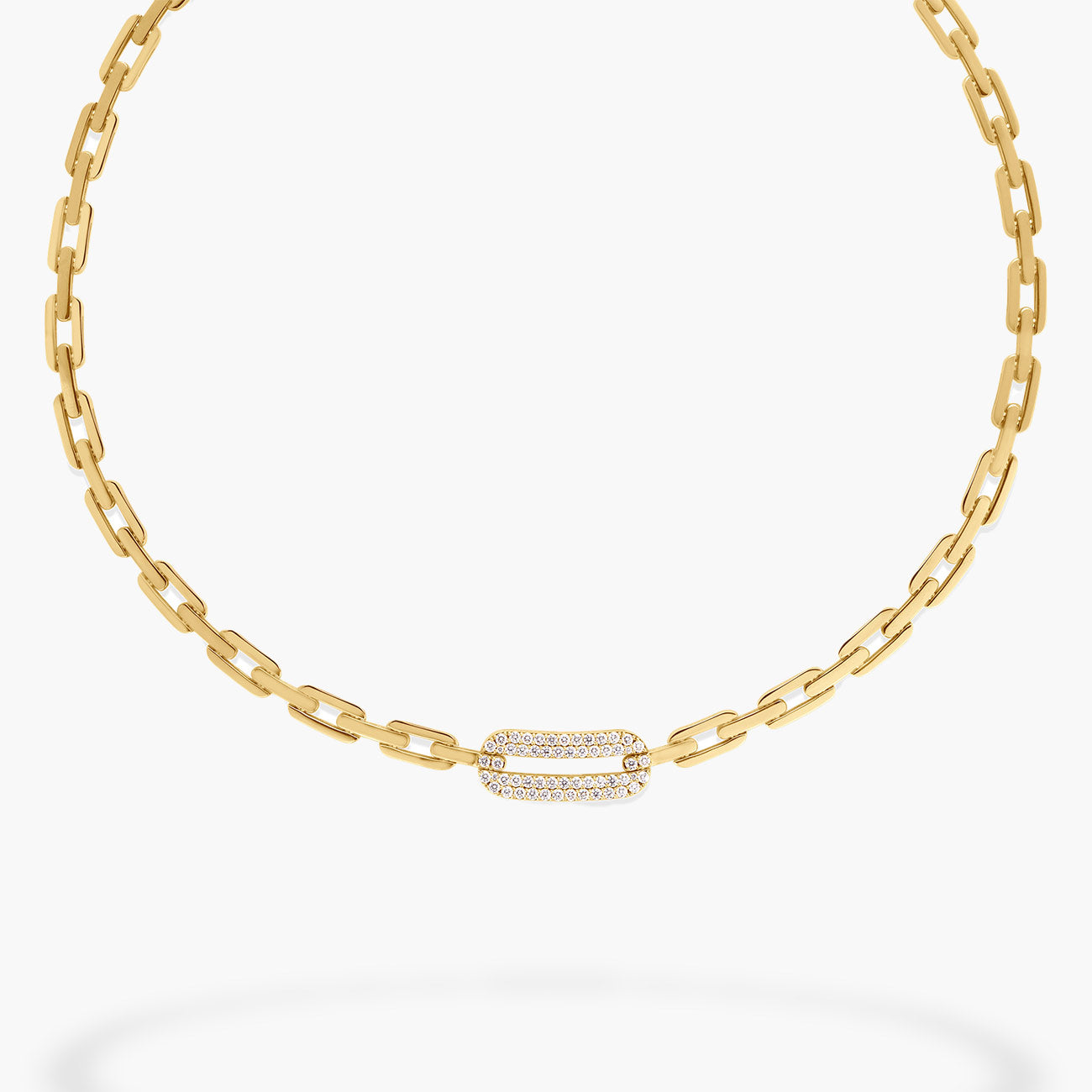 Roberto Coin Navarra Diamond Chain Link Necklace in 18K Yellow Gold