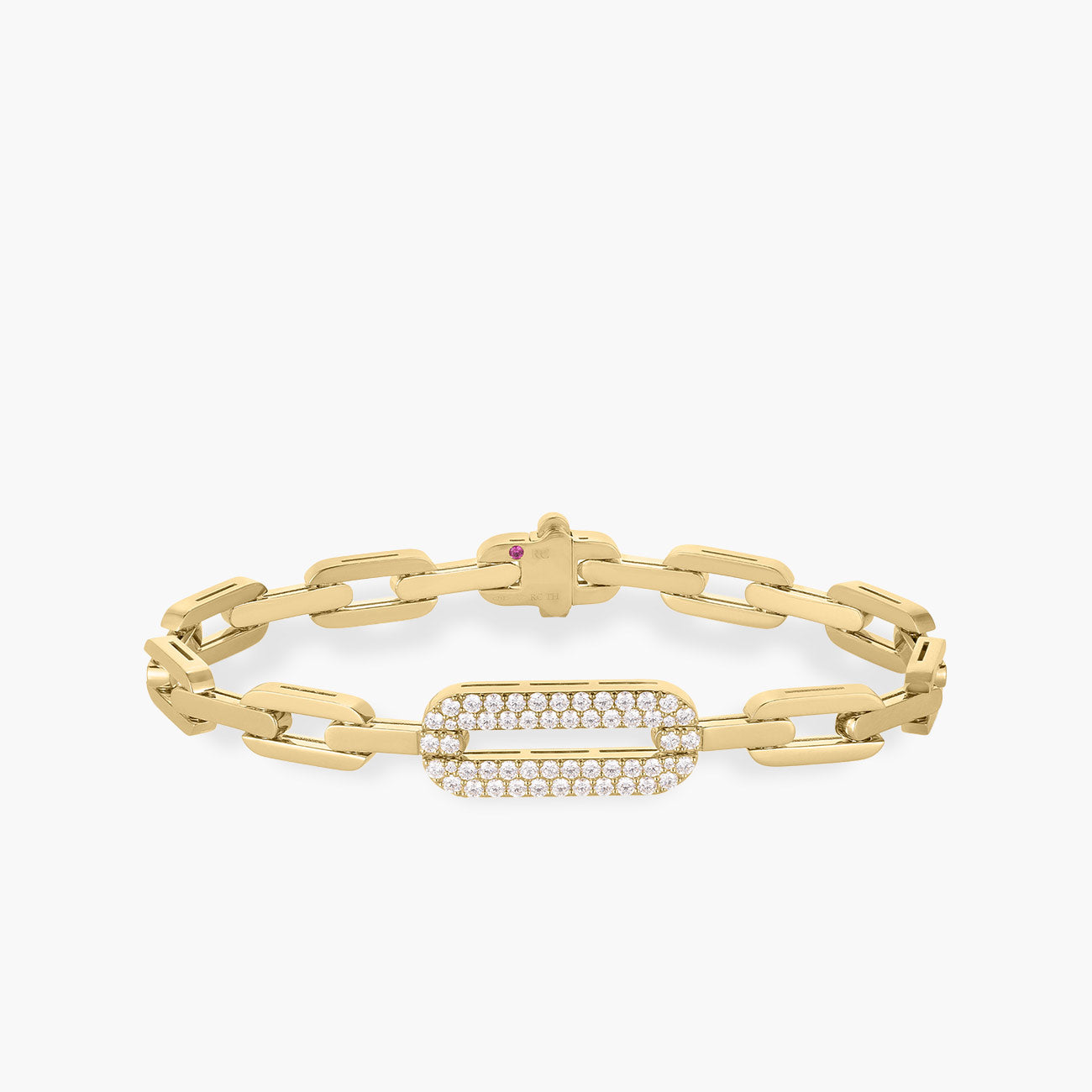 Roberto Coin Navarra Diamond Chain Link Bracelet in 18K Yellow Gold