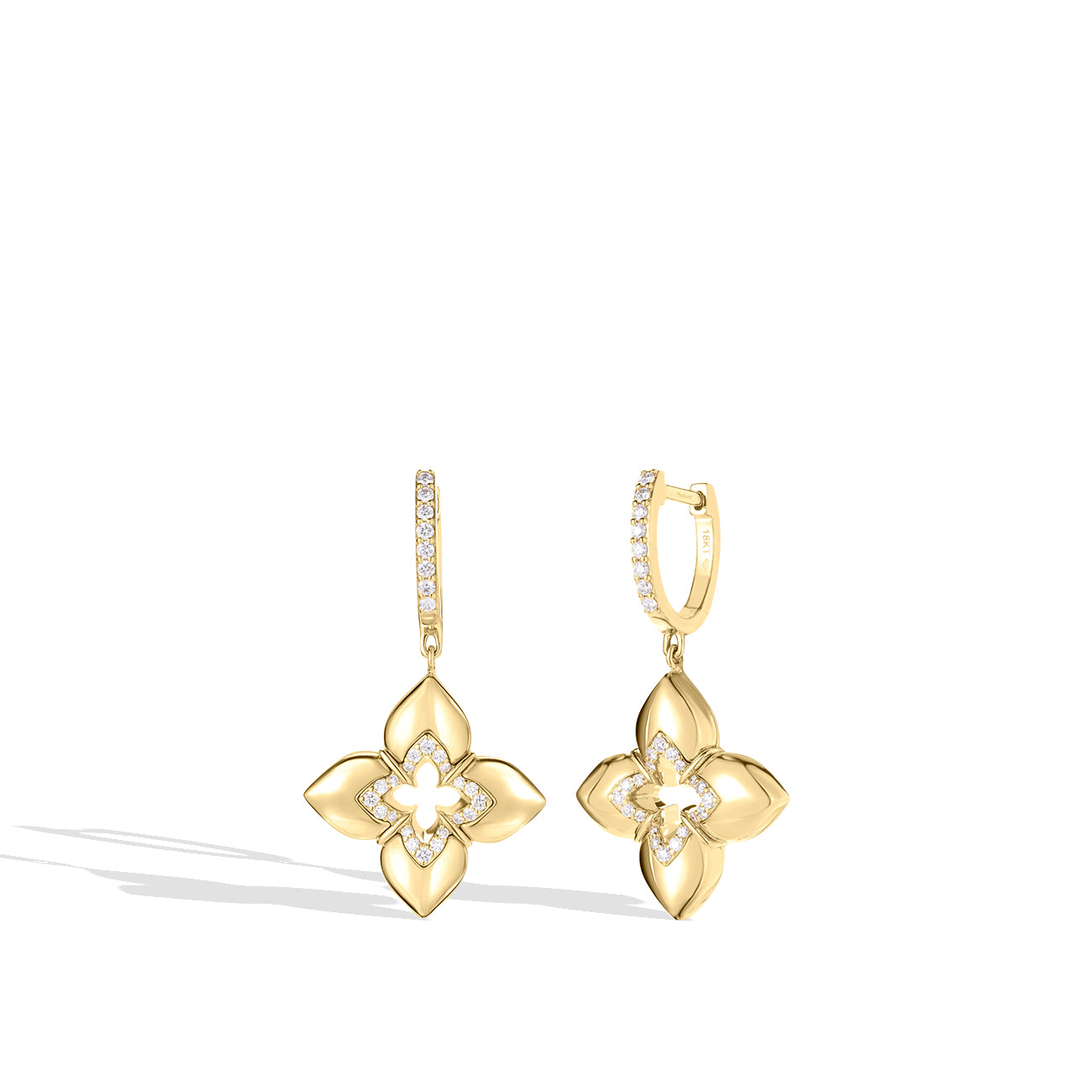 Roberto Coin Venetian Princess Open Flower Diamond Dangle Earrings