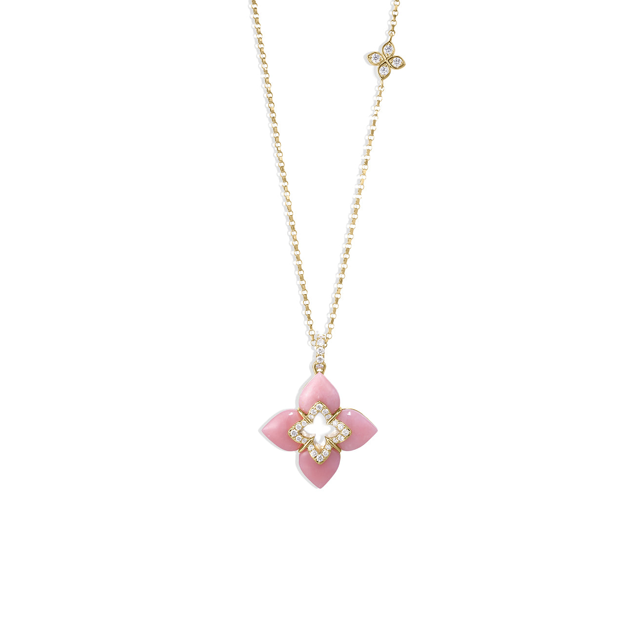 Roberto Coin Venetian Princess Pink Opal Flower Necklace