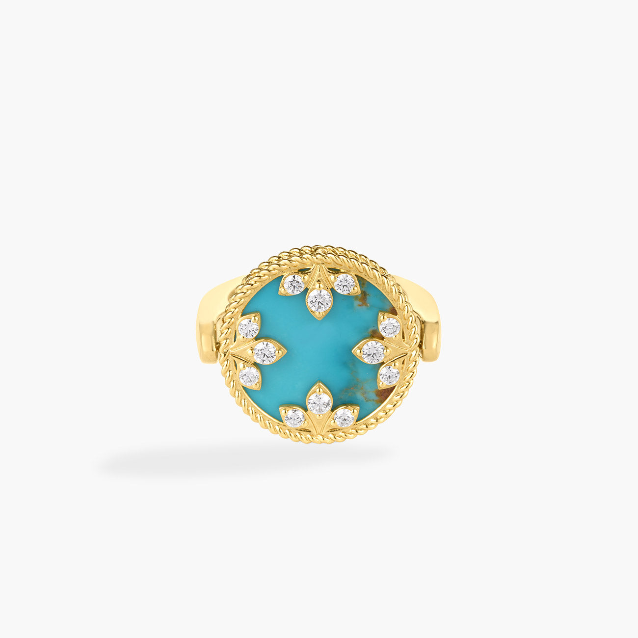 Roberto Coin Venetian Princess Carnevale Diamond and Turquoise Medallion Ring