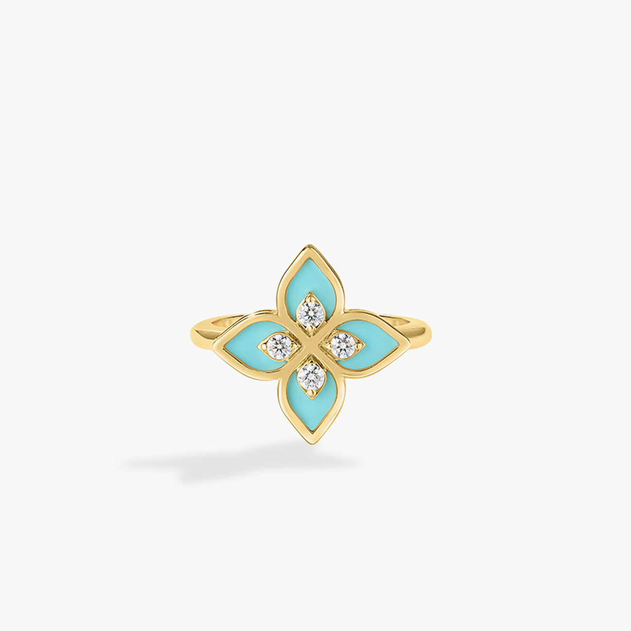 Roberto Coin Venetian Princess Cyan Flower Ring in 18K Yellow Gold