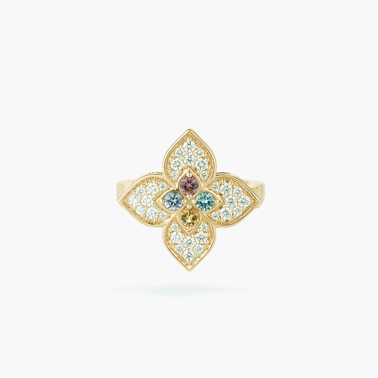 Roberto Coin Venetian Princess Carnevale Diamond Flower Ring with Mixed Gemstones