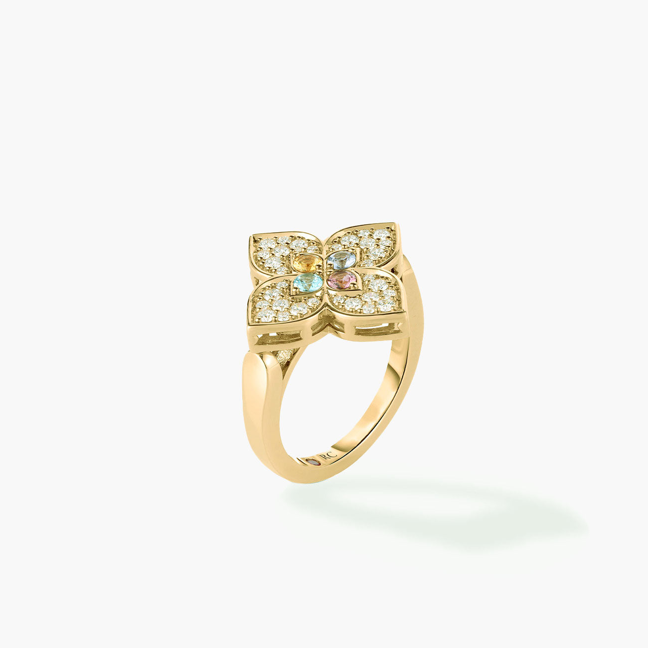 Roberto Coin Venetian Princess Carnevale Diamond Flower Ring with Mixed Gemstones