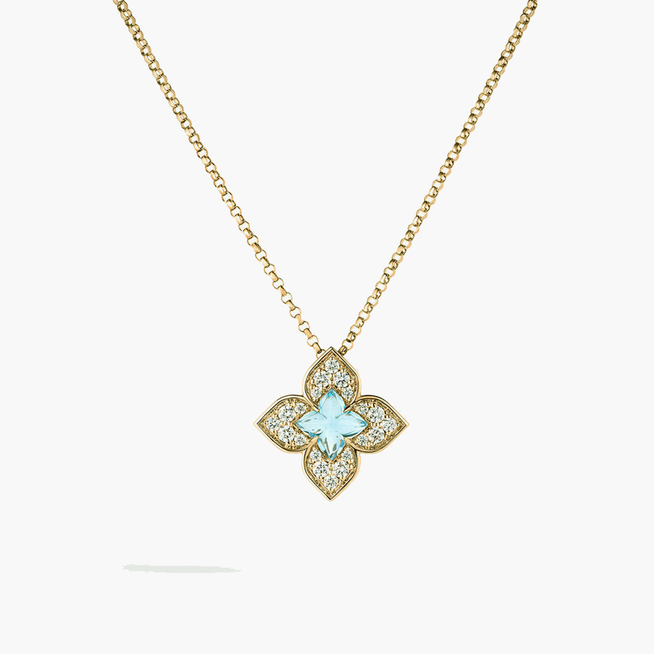 Roberto Coin Venetian Princess Carnevale Blue Topaz and Diamond Flower Pendant Necklace