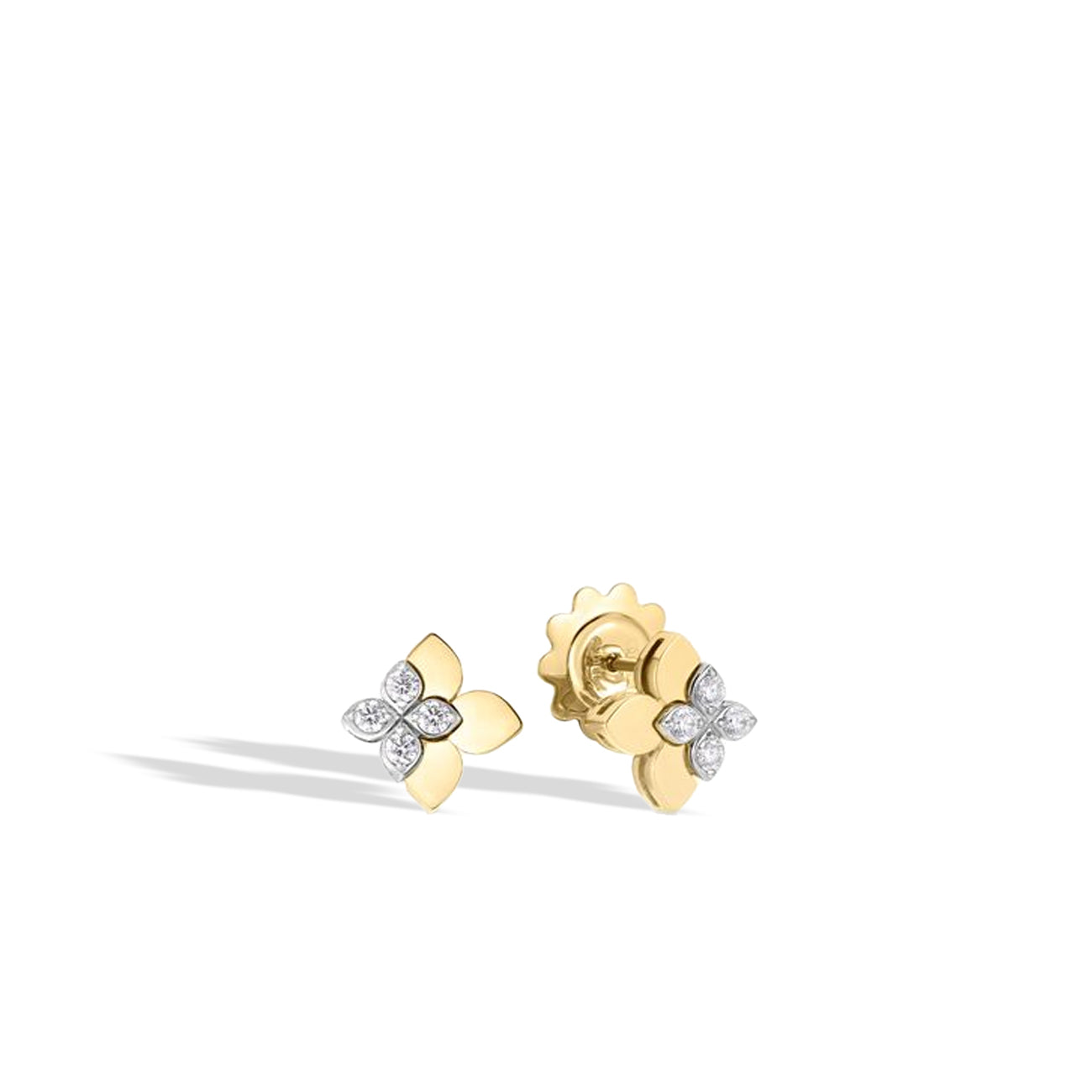 Roberto Coin Love in Verona Two-Tone Small Flower Diamond Earrings