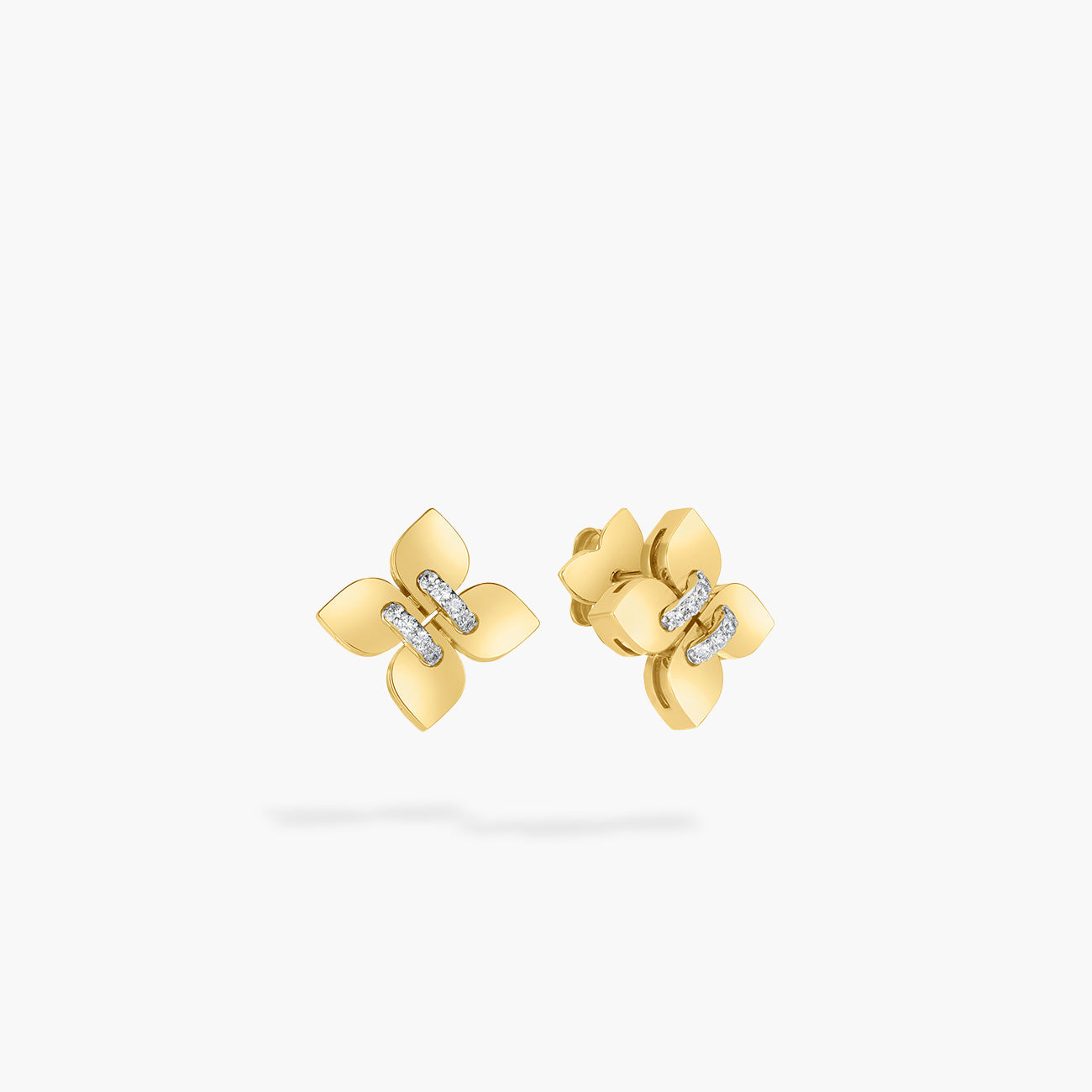 Roberto Coin Venetian Princess Filo Small Two-Tone Diamond Flower Stud Earrings