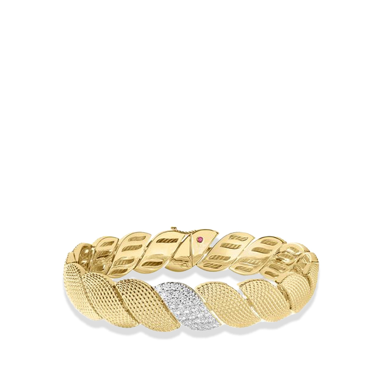 Roberto Coin San Marco Textured Two-Tone Diamond Bangle Bracelet