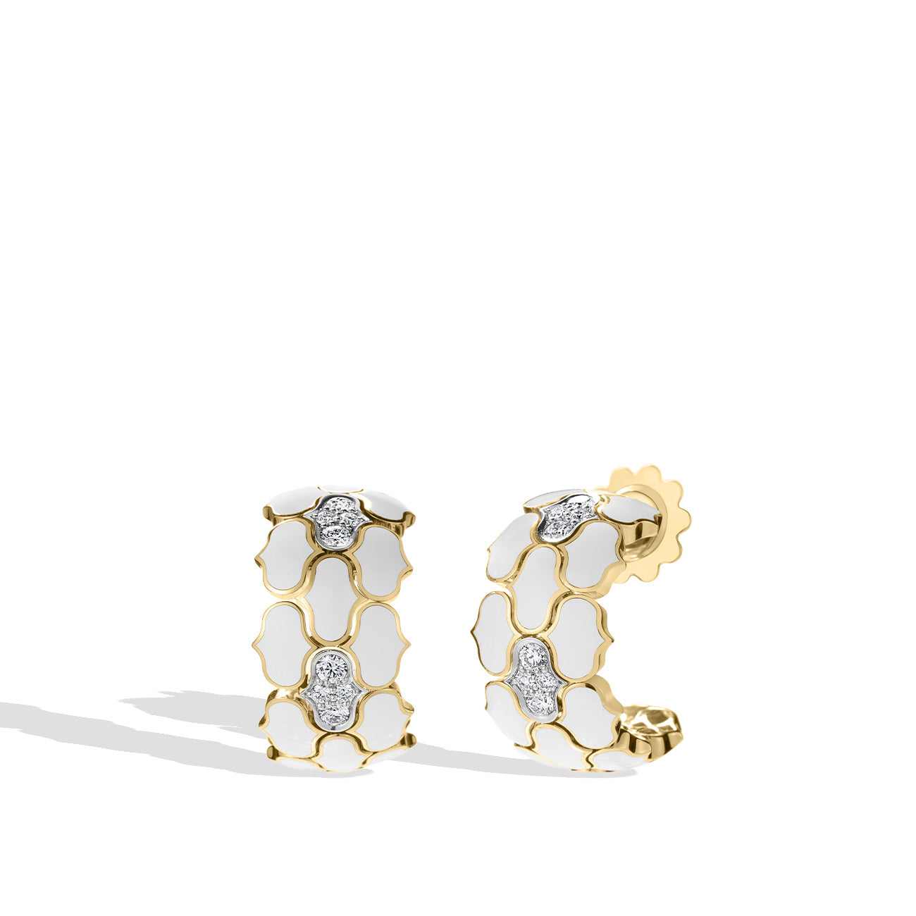 Roberto Coin Cobra Two-Tone Inverse Diamond Hoop Earrings