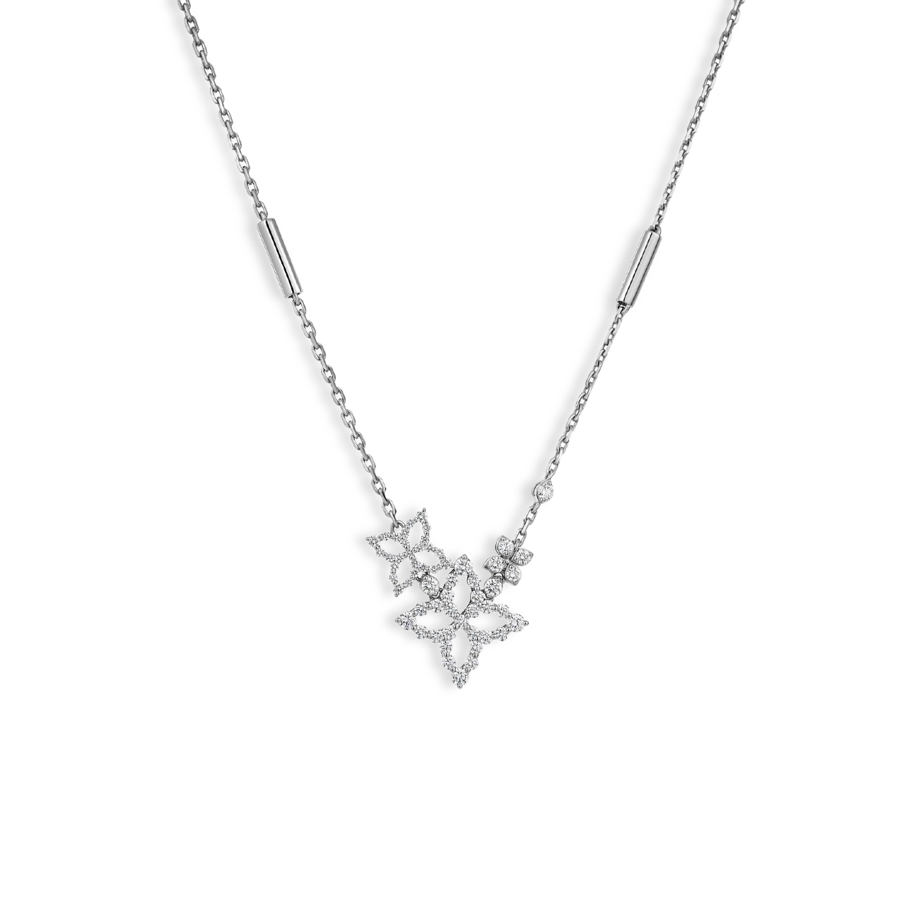 Roberto Coin Diamond Princess Triple Flower Pendant Necklace
