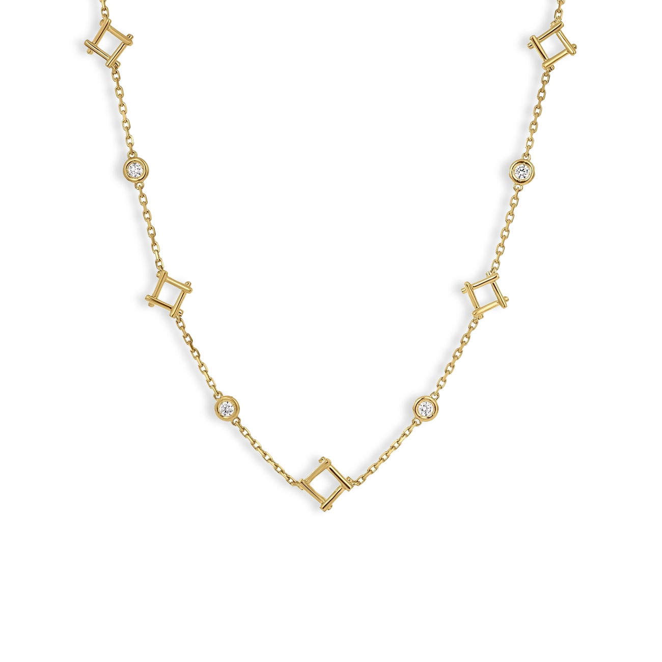 Roberto Coin Domino Bezel Alternating Station Necklace