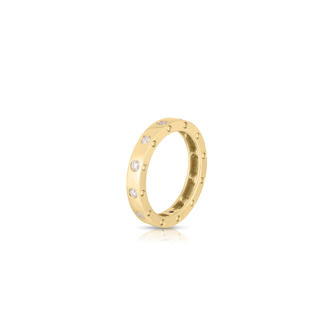 Roberto Coin Diamond Pois Moi Yellow Gold Single Round Ring